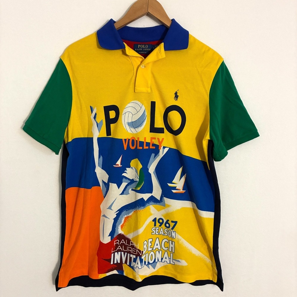 Polo Ralph Lauren Volley Shirt Mens M Beach Invitational Colorblock Preppy
